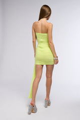 VANESSA RUCHED MESH MINI DRESS