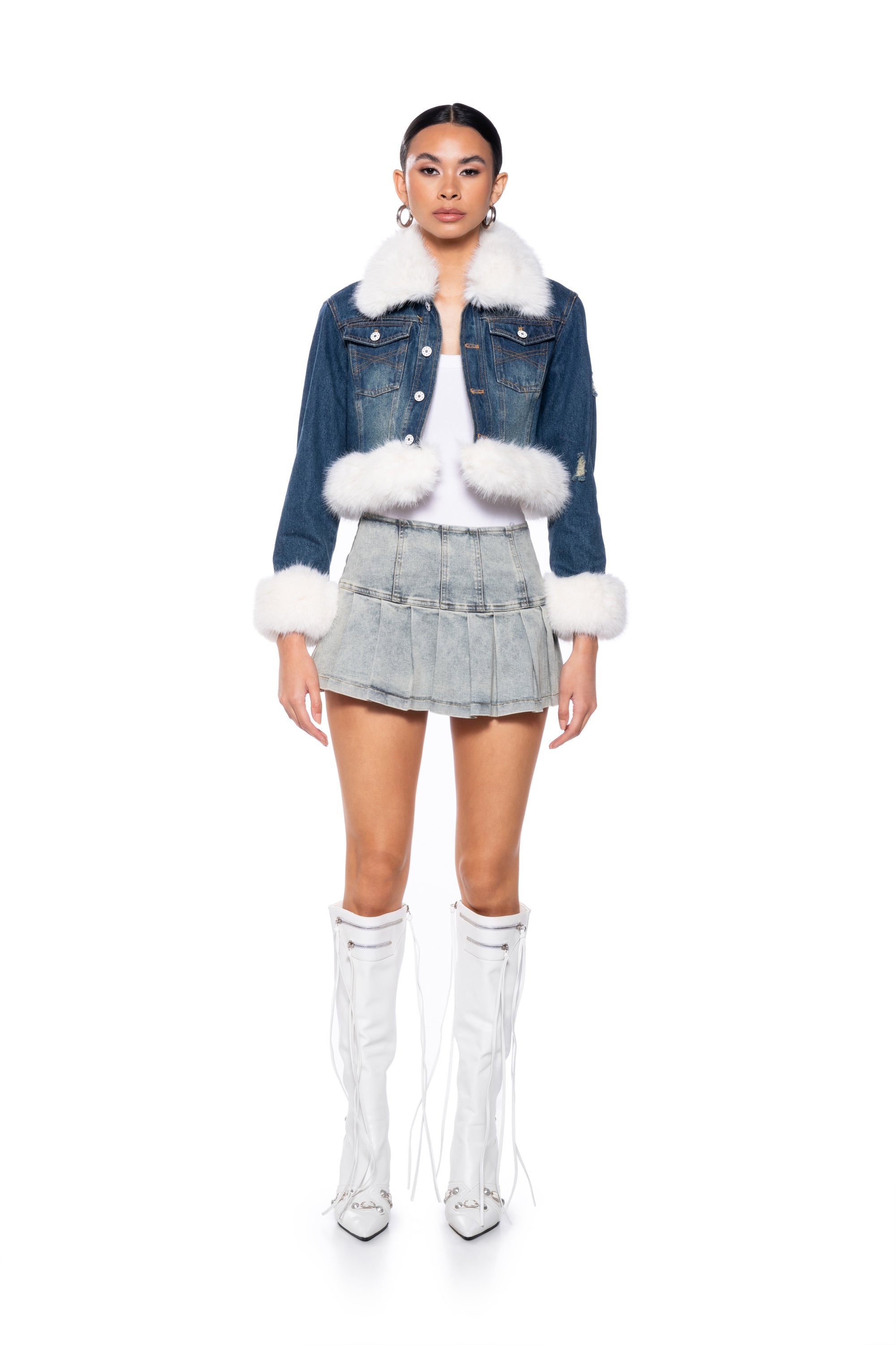 WHEN YOU KNOW YOU KNOW DENIM FUR JACKET