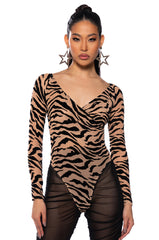 WILD THING FLOCKED LONG SLEEVE BODYSUIT